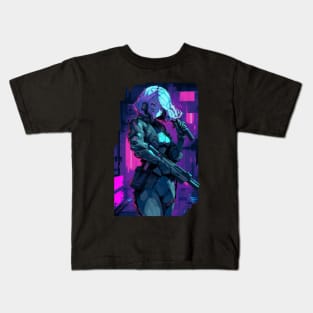 Anime Military Girl with a Gun Kids T-Shirt